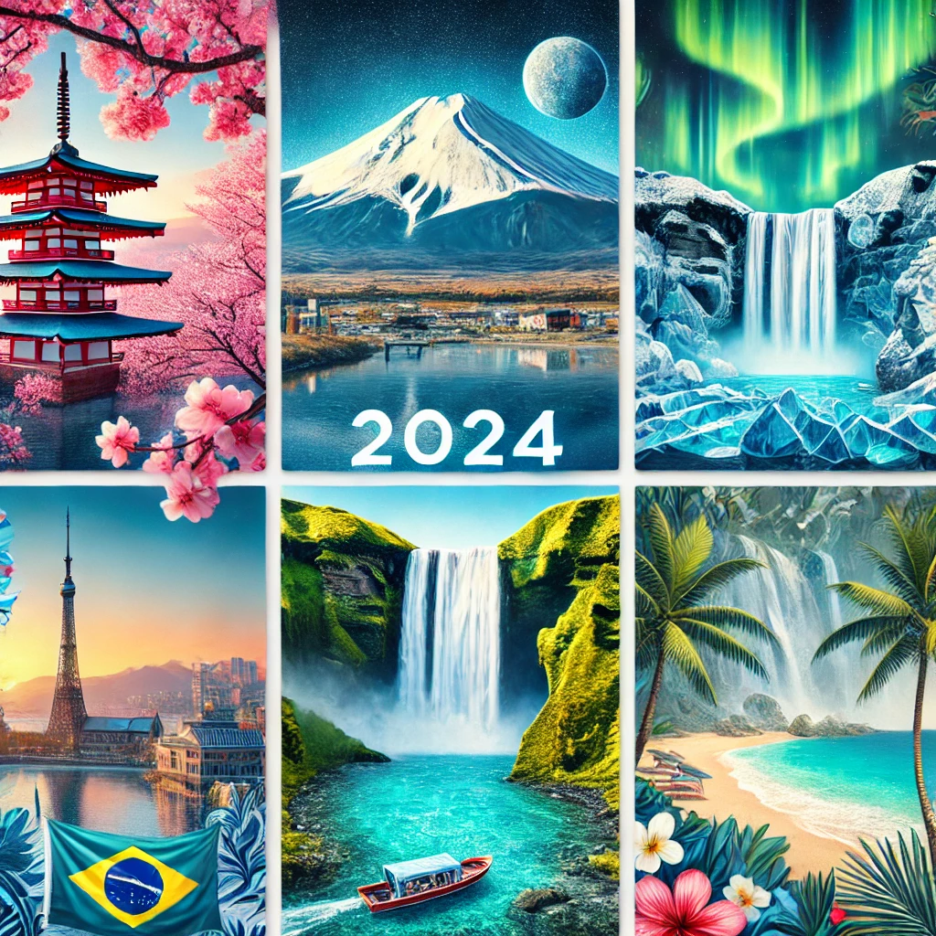 Imagem com vários lugares do mundo para turismo