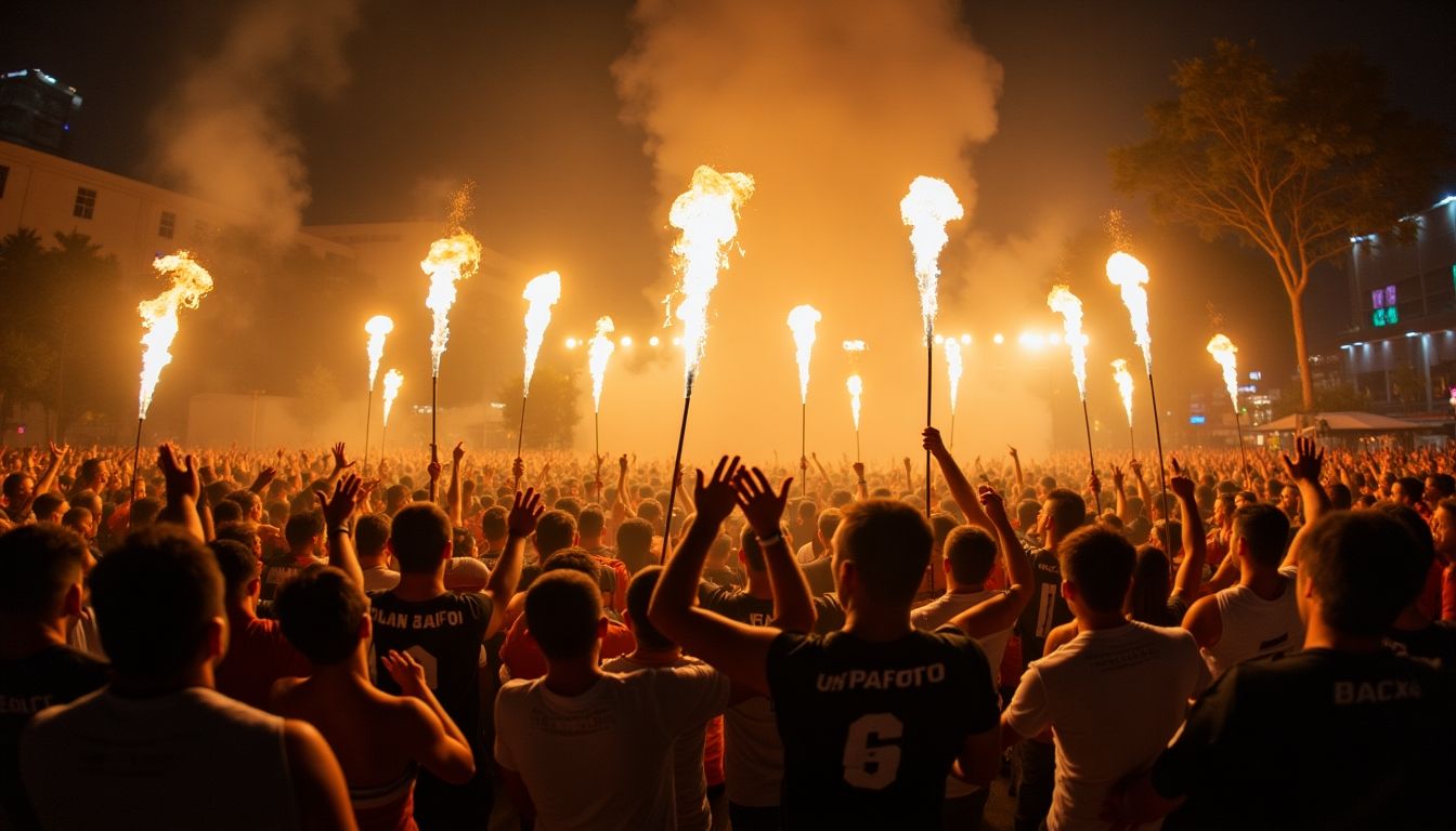 Torcedores do Botafogo comemorando a vitória na Libertadores.