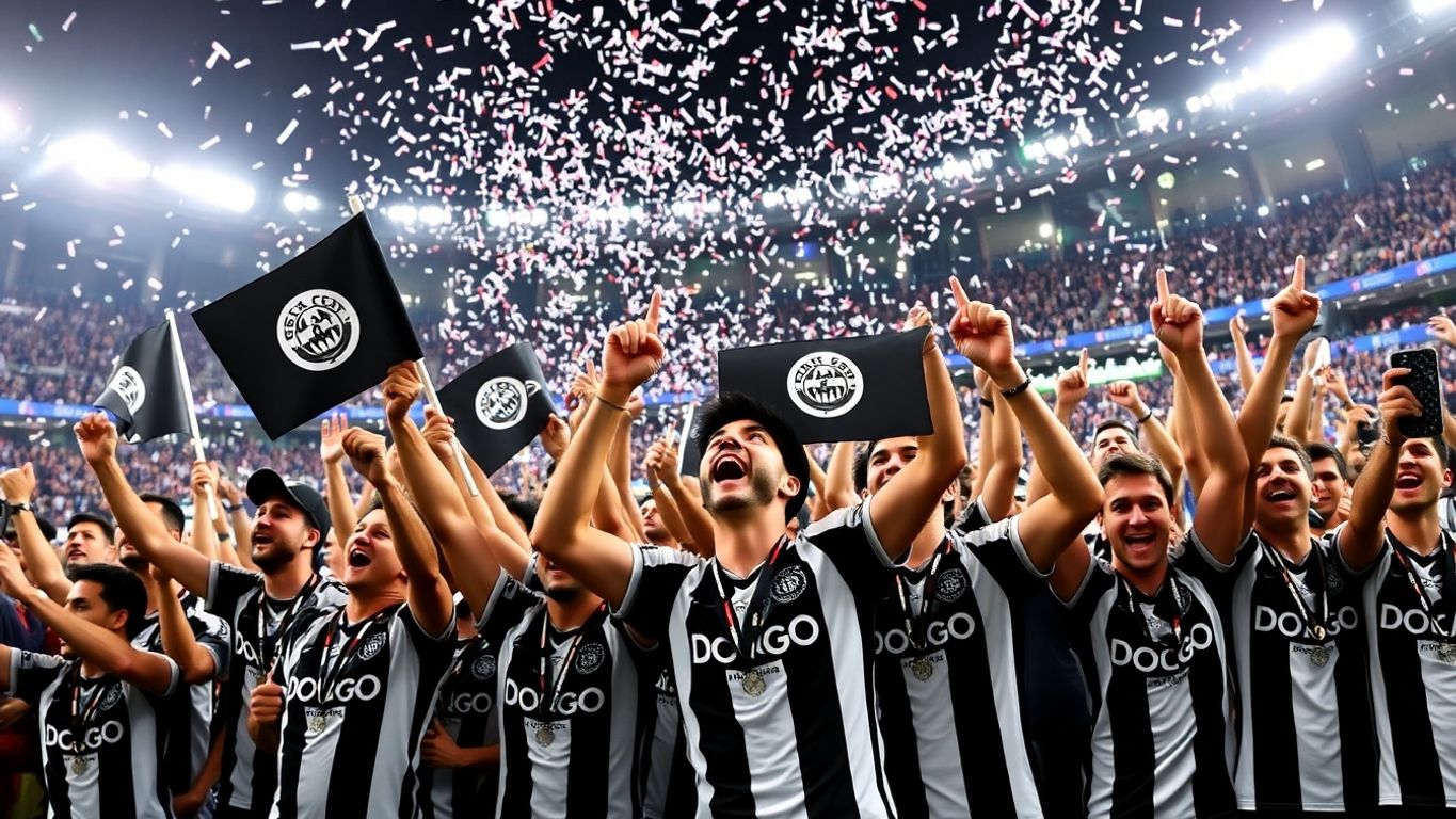 Torcedores do Botafogo comemorando a vitória na Libertadores.
