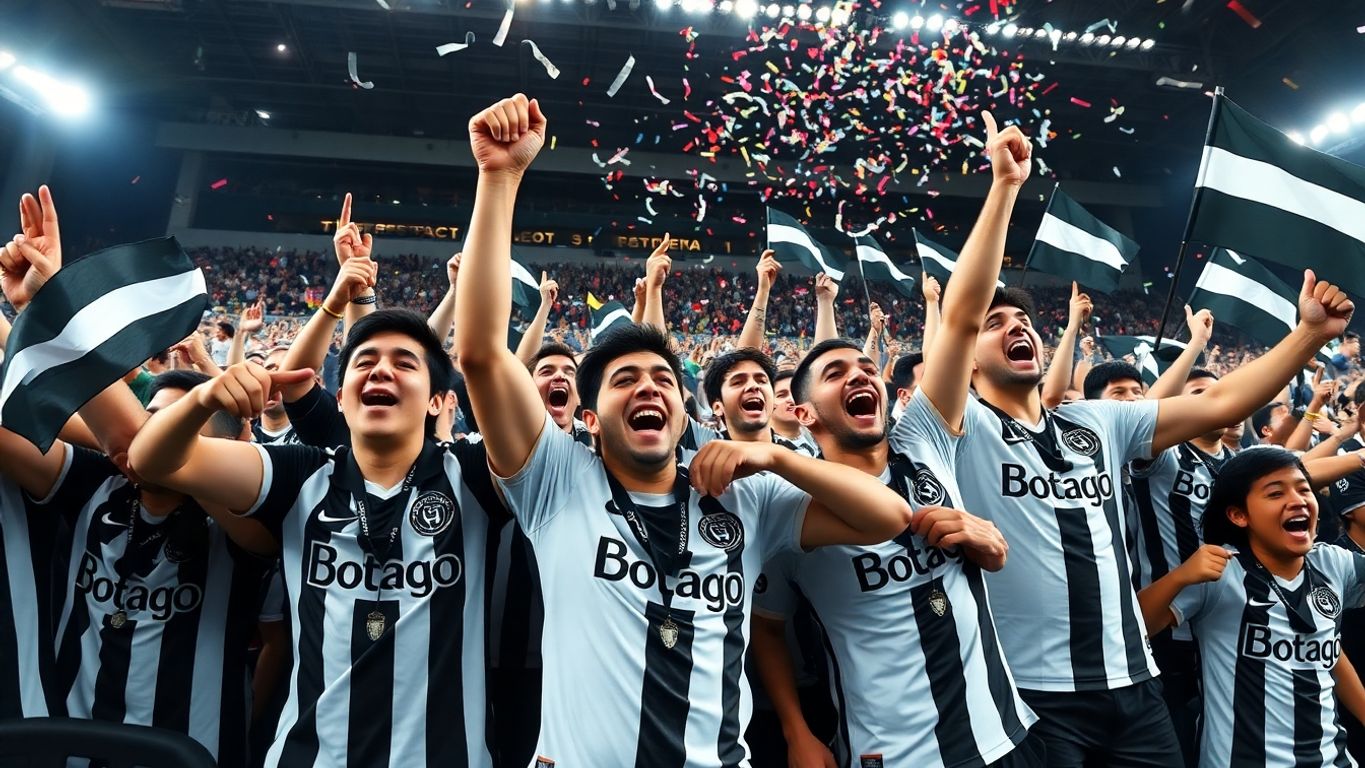 Torcida do Bota Fogo comemorando a vitória.